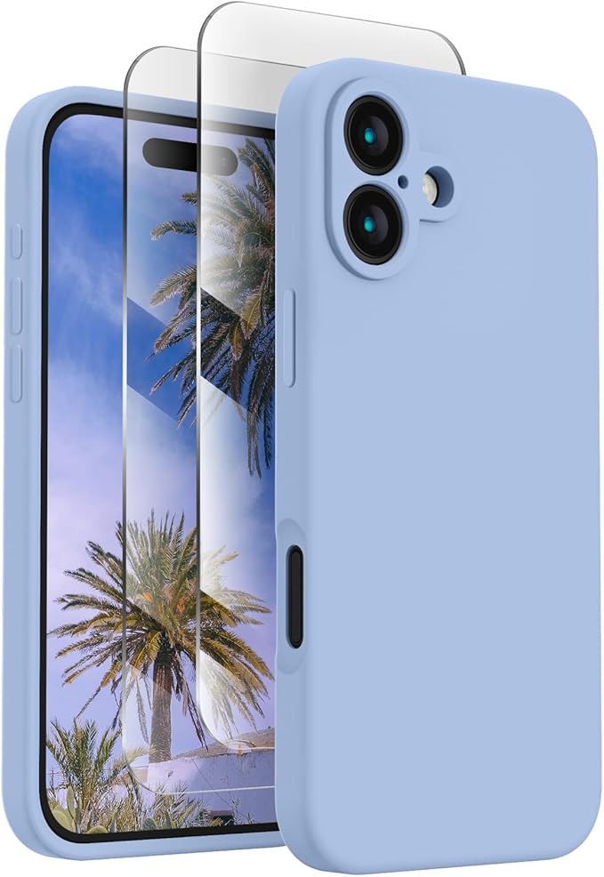 FireNova Designed for iPhone 16 Case, Silicone Upgraded [Camera Protection] Phone Case, Soft Anti-Scratch Microfiber Lining Inside, 6.1 inch, Light Blue