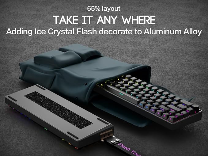 BOYI 66Pro-Flash Aluminum Magnetic Switch Gaming Keyboard,TMR/HE Keyboard Gaming 65% Hall Effect,RGB HotSwap 0.01mm Hyper-Fast 8K Hz Polling Rate,PBT Side Printed Keycaps Mechanical Keyboard with Knob