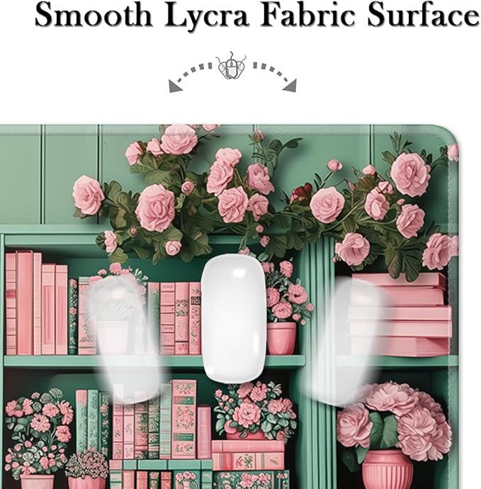 Pink Floral Gaming Mouse Pad Large Desk Mat Extended Keyboard Mouse Pad Anime Mousepad with Non-Slip Base and Stitched Edge Mouse Mat Desk Pad 31.5 x 11.8 Mouse Pads for Desk Home Office Gaming