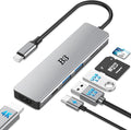 USB C Hub 6-in-1 Multi-Port Adapter with 4K@60Hz HDMI, 100W PD, 2 USB A Data Ports, and SD/TF Card Reader – Aluminum Type-C Hub for MacBook Air/Pro M1/M2, iPhone 17 Pro Max, Surface Go, XPS, iPad