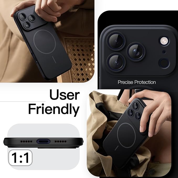 JETech Magnetic Slim Case for iPhone 17 Pro 6.3-Inch, Compatible with MagSafe, Ultra-Thin Lightweight Minimalist Phone Cover with Matte Finish and Full Camera Lens Protection (Black)