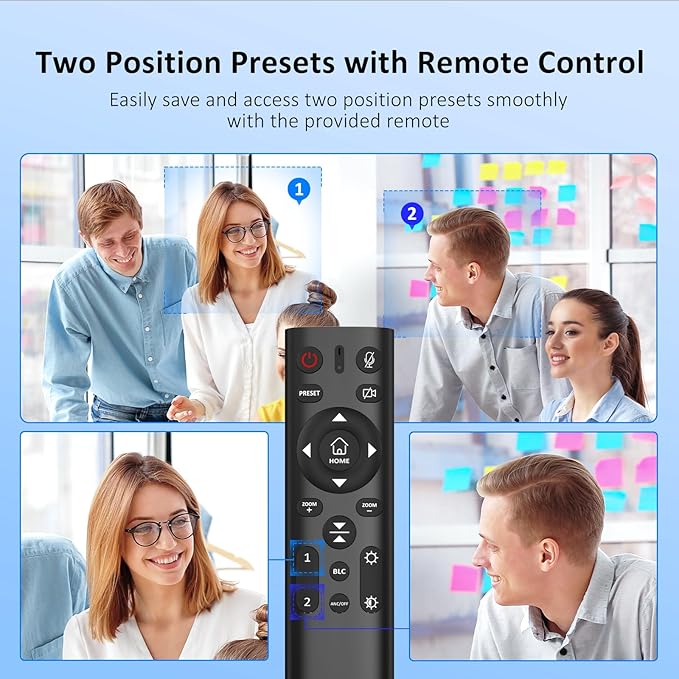 NexiGo Zoom Certified, N990 (Gen 2) 4K PTZ Webcam, Video Conference Camera System with 5X Digital Zoom, Sony_Starvis Sensor, Position Preset, Dual Stereo Mics, 3.5mm Audio Jacks for External Mics
