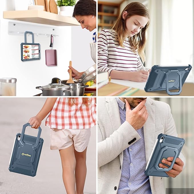 Fintie Case for iPad Mini 7 (A17 Pro, 7th Generation) 2024 / iPad Mini 6 (6th Gen) 8.3 Inch, [Tuatara Magic Ring] 360 Degree Rotating Shockproof Rugged Cover with Screen Protector, Navy