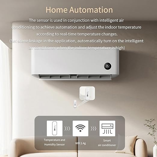 Smart WiFi Hygrometer Thermometer - Indoor Temperature Humidity Sensor with Remote Monitoring, Tuya App Alerts, Compatible with Alexa/Google Compatible, No Hub Needed (2-Pack)