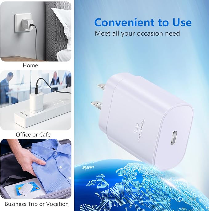 USB C Charger Block, Costyle 3 Pack 25W Super Fast Charger Type C Charging Block Compatible iPhone 15/14/13/12 Mini/11 Pro Max/XS/XR/SE/iPad Pro, Samsung S25/S24/S23/S22 Ultra/S21 Plus/S20 FE-White