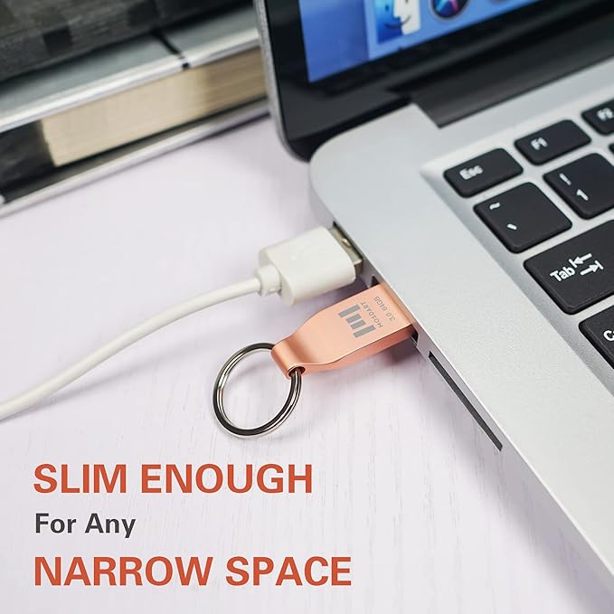 MOSDART 64GB Waterproof USB3.0 Flash Drive, Speed Up to 90MB/S, exFAT Metal Memory Stick with Keychain, for System Back, Data Storage, Rose Gold
