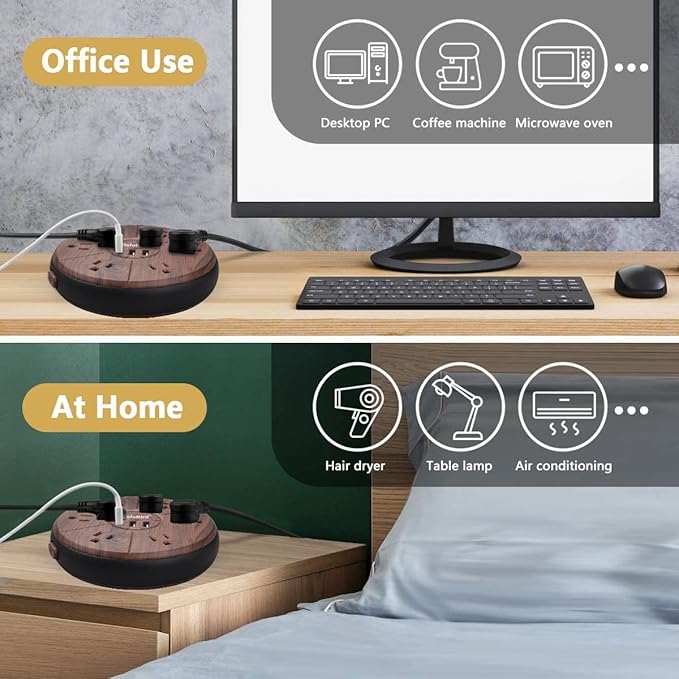 Power Strip Surge Protector 6 AC outlets with USB and USB-C PD 20W Fast Charging 15A 1875W high Power Output Widely Spaced Multi outlets Circuit Breaker Safeguard for Home,Office, Dorm Room