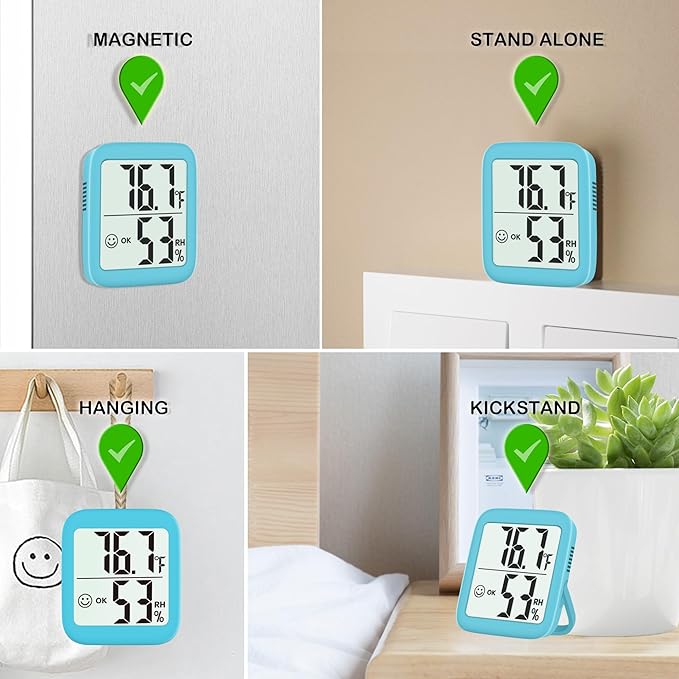 Antonki 2 Pack Room Thermometer for Home, Hygrometer Indoor Humidity Meter Gauge, Digital Temperature and Humidity Monitor Sensor for House, Terrarium, Incubator, Greenhouse - Battery Included