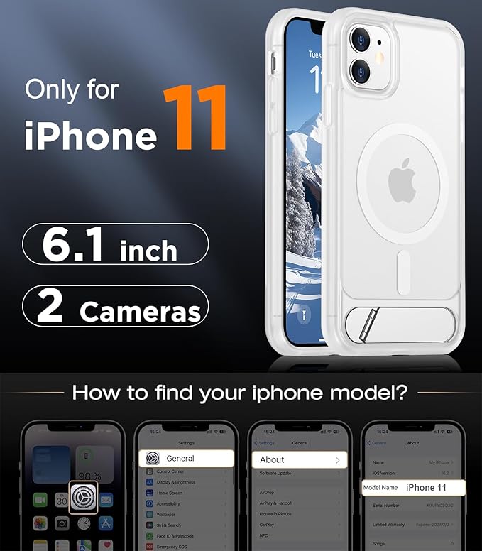 Magnetic Compatible with iPhone 11 Phone Case, [Built-in Invisible Kickstand][Compatible with MagSafe] [Military Grade Shockproof] Slim Translucent Matte Phone Case for iPhone 11 6.1"