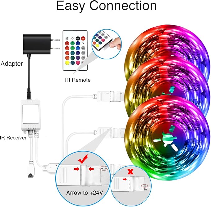 DAYBETTER LED Strip Lights 300 ft, Smart Light with App Remote Control, RGB LED Lights for Bedroom, Music Sync Color Changing for Room Home Decor Party Festival Halloween, Christmas (3 Rolls)