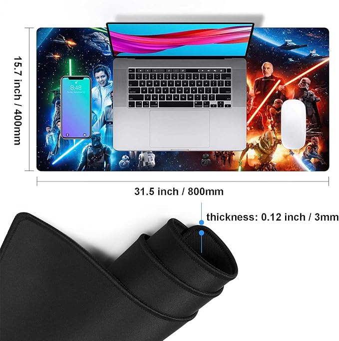 Large Gaming Mouse Pad XXL,Extended Large Gaming Mousepad,Desk Accessories,Office Supplies,Office Decor,Non-Slip Rubber Base and Stitched Edges Desk Pad for Computer Game Office Work,31.5"x15.7"