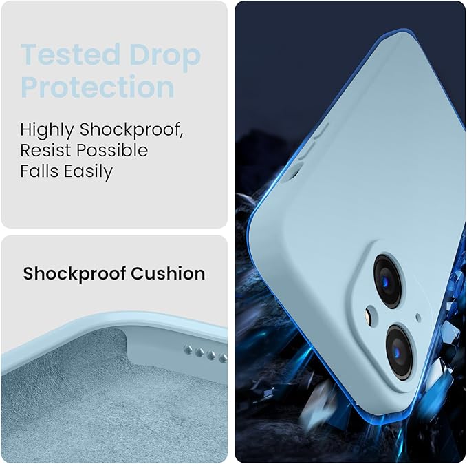 FireNova Designed for iPhone 15 Case, Silicone Upgraded [Camera Protection] Phone Case, Soft Anti-Scratch Microfiber Lining Inside, 6.1 inch, Sky Blue
