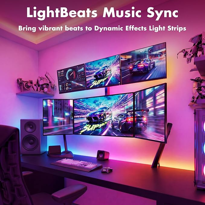 LED Lights for Bedroom, 166FT IC RGB LED Strip Lights, Color Changing, Multiple Colors Chasing Effects, APP & Remote Control, Timer Function, Music Sync Lights for Party, Home Decor
