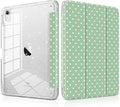 DONGKE for iPad Pro 11 inch Case – Fits M5 2025 / M4 2024, Shockproof Sparkling Glitter Acrylic Back, Pencil Holder, Trifold Stand, Auto Sleep/Wake & Touch ID Support - Green Polka Dot