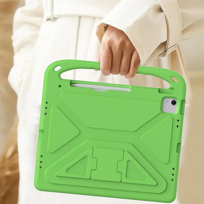 Cute Kids Case for iPad Air 13" M4 M3 M2 2026 2025 2024/ Pro 13 Inch M5 M4 Cover 2025 2024, iPad Pro 12.9 Case 2022/2021/2020/20218, Soft EVA Handle Cover with Shoulder Strap Stand, Green