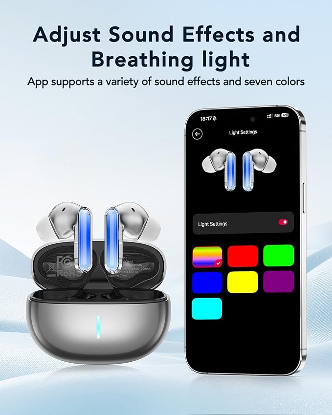 MS110 Wireless Ear Buds,40h Playtime Earbuds with Ai Translation Earbuds Real Time, 6.0 Bluetooth Earbuds,IPX5 Waterproof & Active Noise Cancelling Earphones for Phones/Meeting/Travel/Learning /Sports
