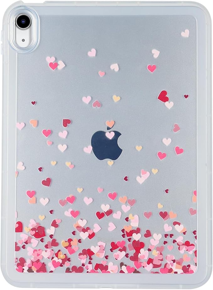 for iPad Pro 12.9 inch Case 6th/5th/4th/3rd Generation (2022/2021/2020/2018) Frosted Translucent Clear Slim Lightweight Protective Cover Soft TPU Back Shockproof Silicone Shell, Love Heart