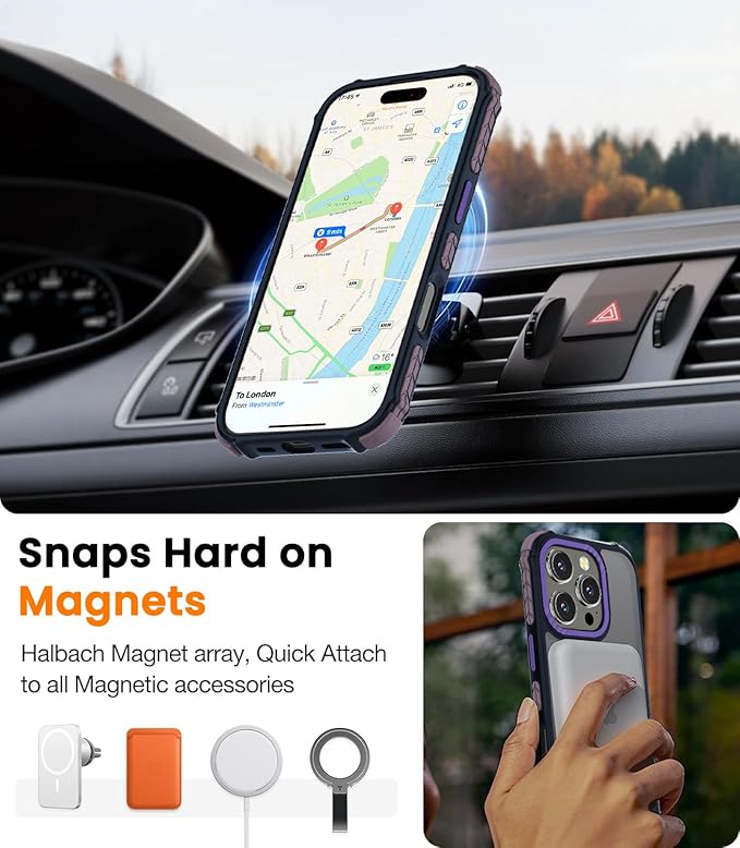 DEERLAMN Strong Magnetic Case for iPhone 16 Pro 6.3-Inch,[Compatible with Magsafe] Translucent Matte Slim Shockproof Protective Phone Cover for Women Men-Forest Purple