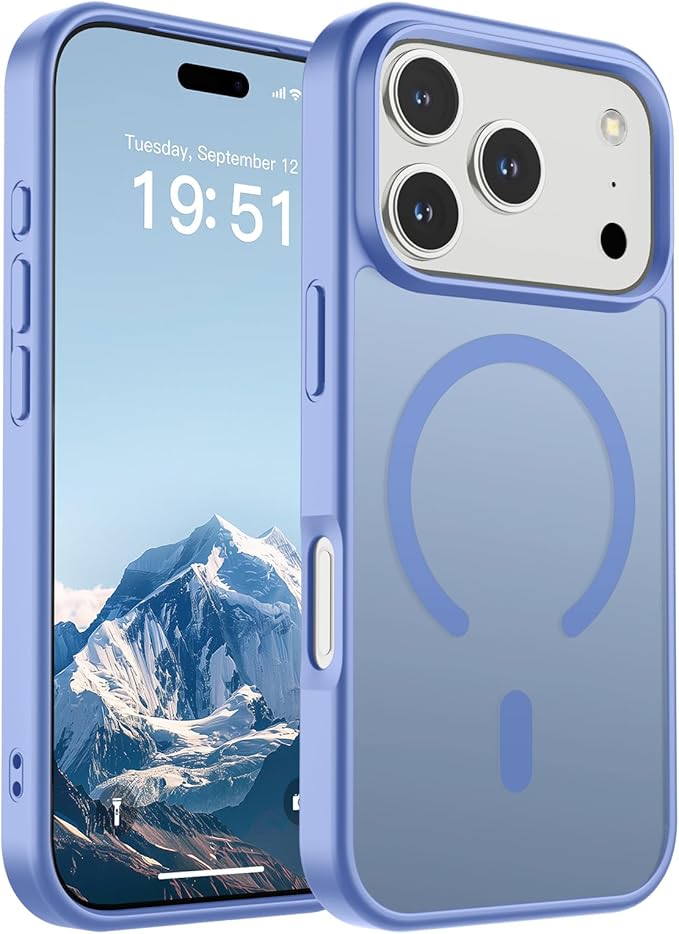 SUPFINE Magnetic for iPhone 17 Pro Case (Compatible with MagSafe)(Military Grade Drop Protection) Translucent Matte Shockproof with Anti-Fingerprint Phone Cover,Blue Purple