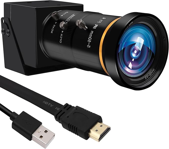 MMlove 4K HDMI USB Camera 30FPS Webcam 10X Variable Focus 5-50mm Lens H.265 2X Digital Zoom PC Streaming Close up Zoom in and Out Web Camera for Conference Classes