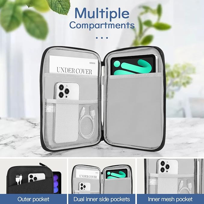 Dadanism 8-9 Inch Tablet Sleeve Bag Carrying Case for iPad mini 7th/6th 8.3", iPad mini 7.9", Galaxy Tab A7 Lite/A9 8.7", ‎Remarkable Paper Pro Move 7.3" 2025, Tab M8 8", Tab M9 9", Black