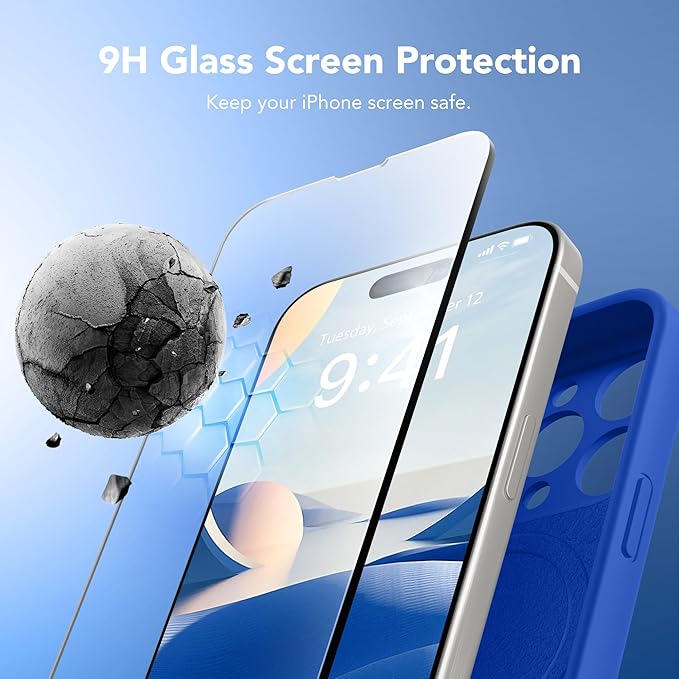 Magnetic for iPhone 14 Pro Case, Compatible with MagSafe, [Full Camera Protection][Screen Protector] Silicone Shockproof Protective Phone Case for iPhone 14 Pro 6.1", Klein Blue