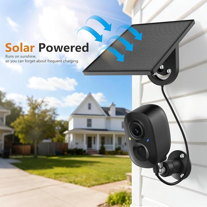 2K FHD Security Camera Wireless Outdoor Cameras for Home Security,AI Human Detection,Instant Alert,Color Night Vision,SD/Cloud Storage,Solar/Battery Powered,2.4G WIFI Only,Spotlight,Siren Alarm,4 Pack
