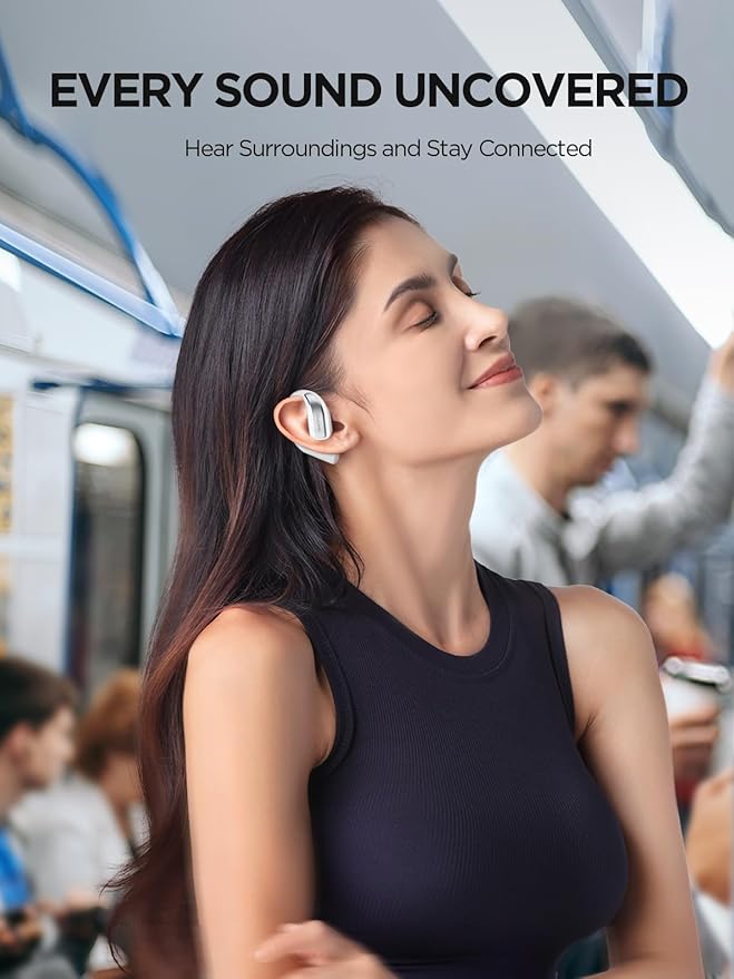 1MORE S70 Open Ear Earbuds Wireless Bluetooth, 40H Battery IPX5 Waterproof, Comfortable Lightweight Headphones for Running Gym Sports, App Control, Clear Calls, White