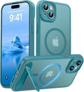 Magnetic Compatible with iPhone 15 Plus Case, [Built-in Kickstand][Full Camera Protection][Compatible with MagSafe][Anti-Fingerprint] Shockproof Phone Case for iPhone 15 Plus 6.7",L Blue