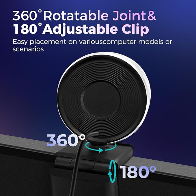 4K Webcam for PC with Microphone & Light & Privacy Cover, Web Camera for Desktop Computer/Laptop/Monitor/Mac, 4K UHD Sony Sensor, PDAF Auto Focus, Dual AI Noise-Cancelling Mics, USB Camera