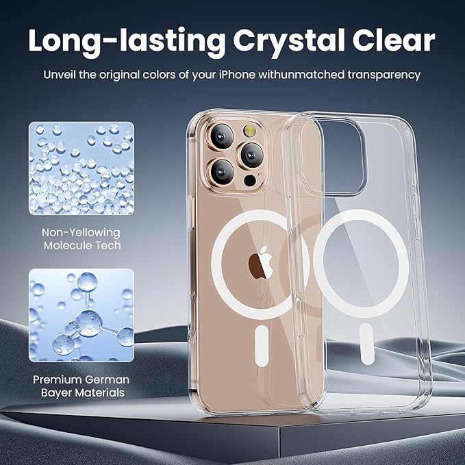 Anti-Yellowing Strong Magnetic for iPhone 16 Pro Case [Compatible with MagSafe] [12FT Military Grade Drop] Shockproof Protective Slim Thin iPhone 16 Pro Cover 6.3 Inch, Clear