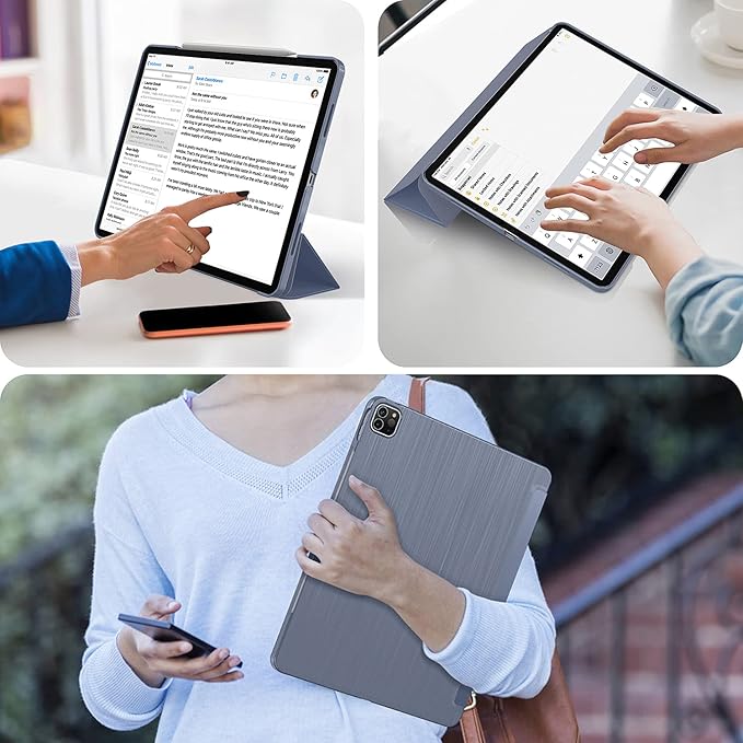 Soke Case for iPad Air 13 Inch (M3/M2) 2025/2024,iPad Pro 12.9 2022 2021(6th 5th Generation) - [Slim Trifold Stand + Auto Wake/Sleep],Protective Hard PC Back Cover (Lavender)