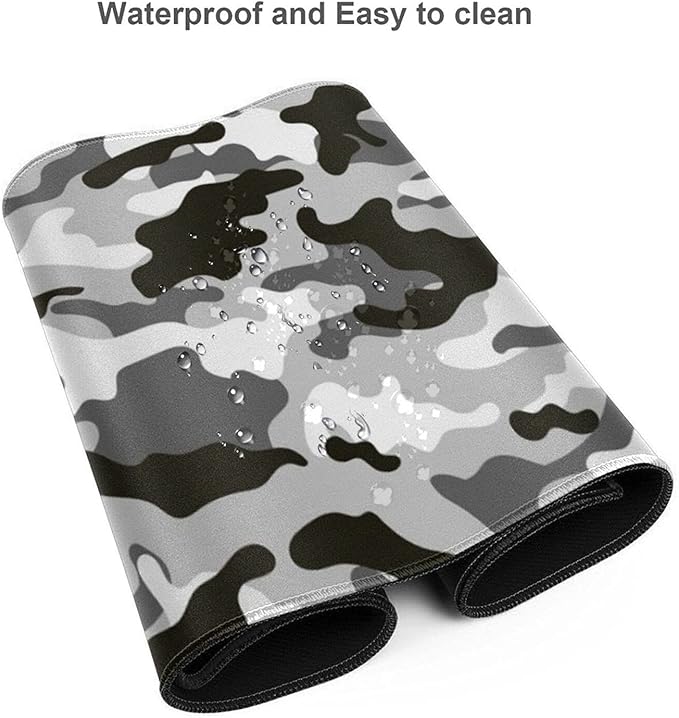 Black Grey and White Gaming Mouse Pad Large XL Camo Gray Long Extended Pads Desk Mat Camouflage Big Mousepad for Home Office Decor Accessories Gamer