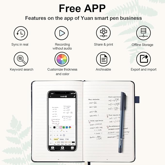 Yuan Smart Digital Notebook with Pen, Smart Pen for Note Taking Real-Time Sync-to-Digital, Smart Writing for Meeting Class Creation, Digitizing, Store, and Share Handwritten Notes via App(iOS/Android)