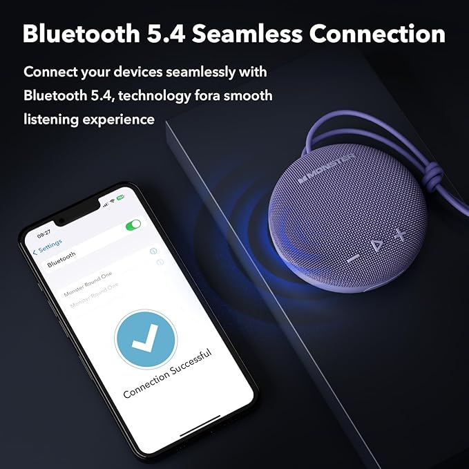 Monster Bluetooth Speaker, IPX8 Shower Speaker Waterproof, Bluetooth 5.4 with Loud HD Sound and Robust Bass, Extra Long Playtime Punchy, for Home, Beaches Portable Wireless Outdoor Speakers