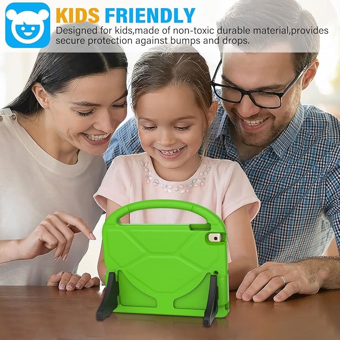 SUPLIK Kids Case for iPad 5th/6th Generation(9.7 inch, 2017/2018), iPad Air 2/1 & Pro 9.7 Kids Case with Screen Protector, Durable Protective Cover with Handle Stand for Apple iPad 5/6 Gen, Green