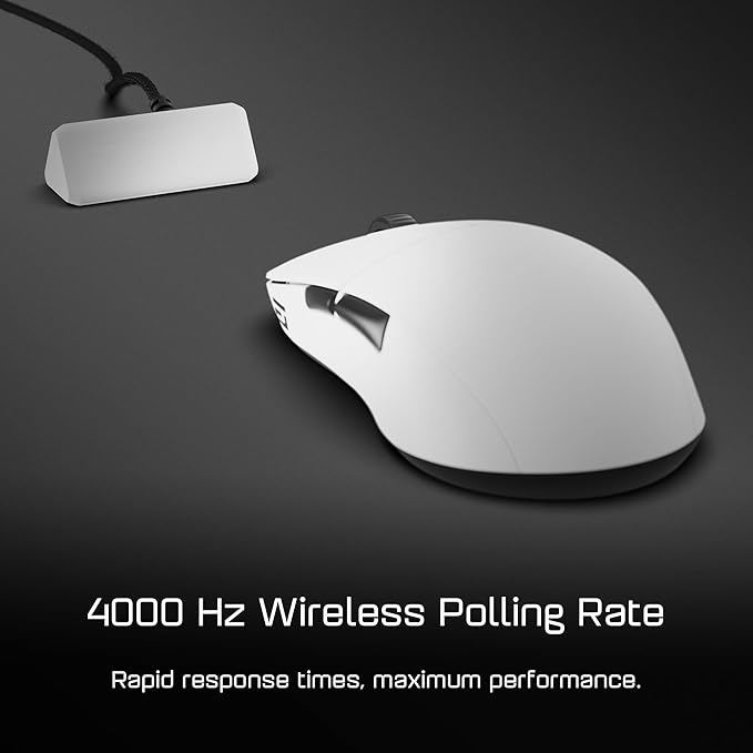 ENDGAME GEAR XM2w 4k Wireless Gaming Mouse – 4000Hz Polling Rate, Kailh GX Switches, PixArt PAW3395 Sensor, Lightweight ~62 g, White