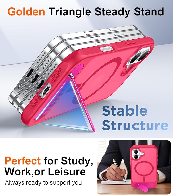 Magnetic Compatible with iPhone 16 Plus Case, [Built-in Invisible Kickstand][Compatible with MagSafe][Military Grade Shockproof] Slim Translucent Matte Phone Case for iPhone 16 Plus 6.7"