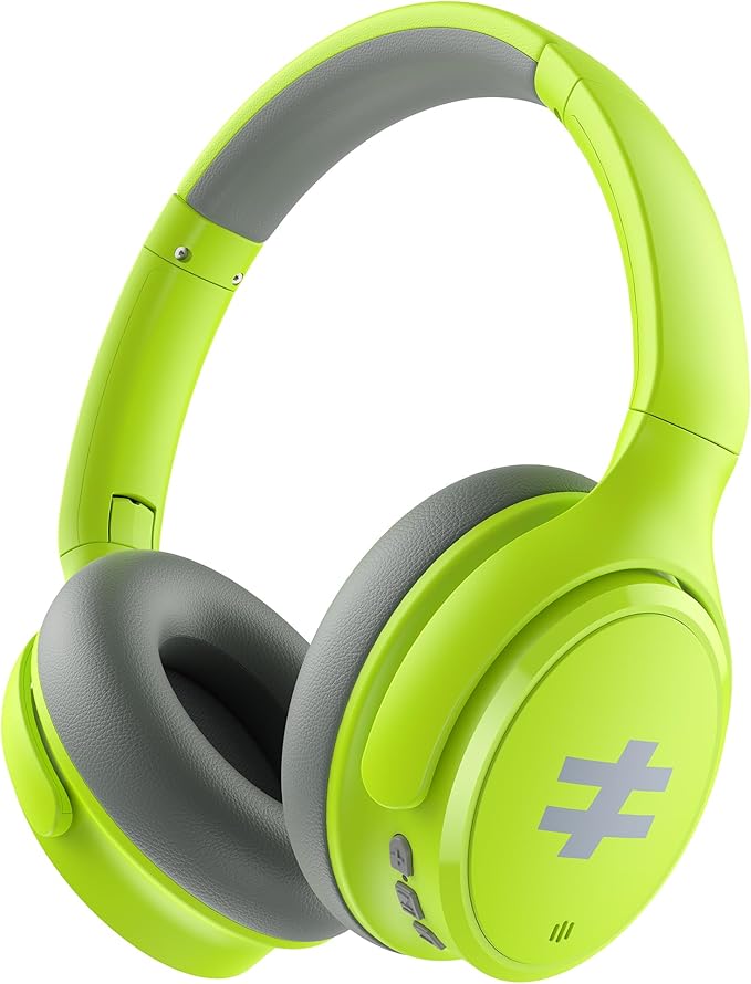 seenda Active Noise Cancelling Headphones for Kids, HEO-303 Bluetooth 5.4 60H Playtime Type C Fast Charging, 74/85/94 dB Safe Volume Limit Headset with Mic for Ipad, Airplane, Travel, Green