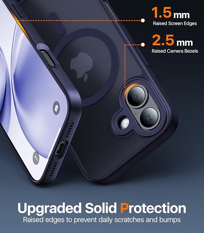 Magnetic for iPhone 17 Case,[Anti-Slip][Compatible with MagSafe][Military Grade Drop Protection] Shockproof Protective Translucent Matte Phone Case for iPhone 17 Case,Titanium Blue