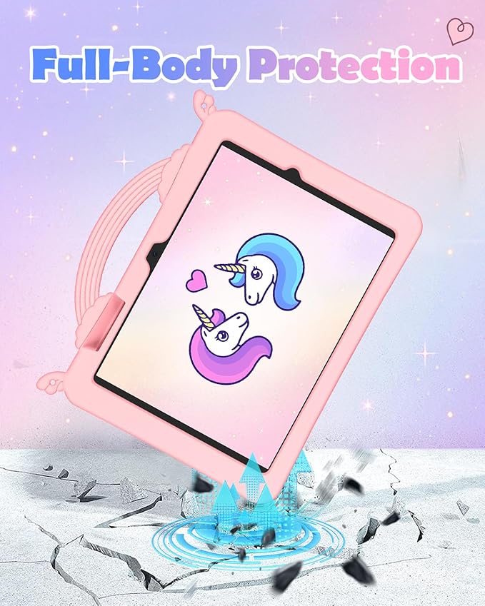 Uppuppy for Galaxy Tab A9 Plus Case 11 Inch - Cute Cartoon PK Unicorn Women Girls Teen for Samsung A9 Plus Tablet Case with Rotating Stand & Strap Soft Silicone A9+ Funda