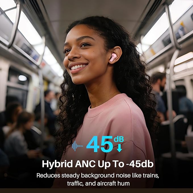 TOZO Hybrid Active Noise Cancelling Wireless Earbuds with 6 Mics AI Clear Call Ear Buds 68H Playtime with LED Display 32 Preset EQs via APP Bluetooth 5.3 IPX8 Waterproof in Ear Headphones