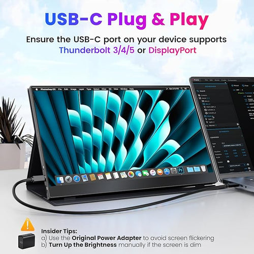 Upperizon Portable Monitor 15.6 inch 4K UHD 3840X2160 100% sRGB 60Hz HDR HDMI USB-C Travel Monitor for Laptop MacBook PC Surface PS5 Xbox, External Display with Full Cover & Speakers, VESA Compatible