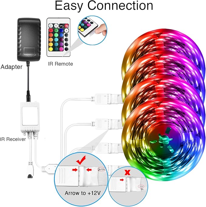 DAYBETTER Led Strip Lights Smart with App Control Remote, 2835 RGB for Bedroom, Music Sync Color Changing for Room Party 200 ft (2 Rolls of 100 ft)