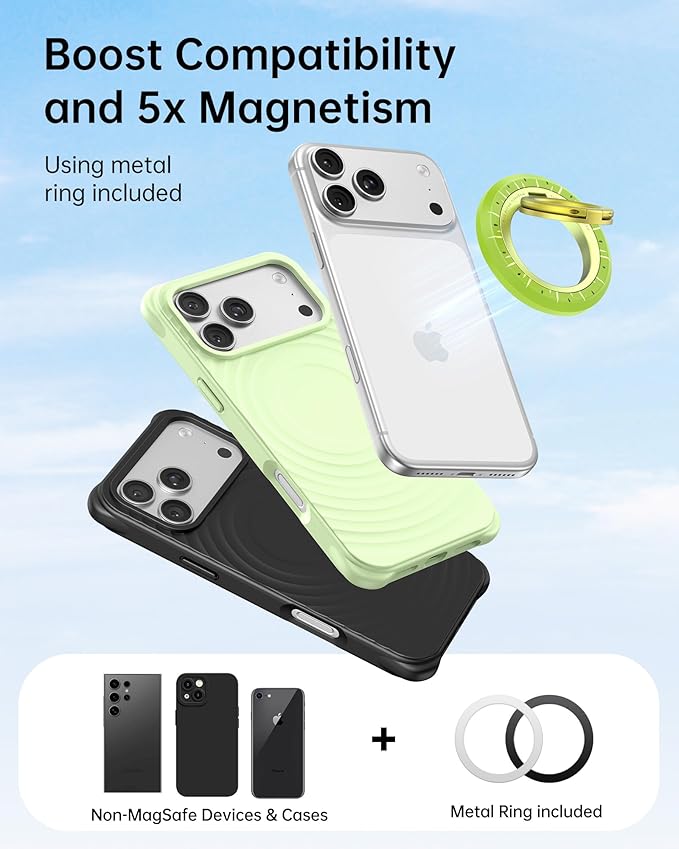 SYNCWIRE Magnetic Phone Ring Holder for MagSafe, 360° Rotation Dual Sided Magnet Grip Cell Phone Ring Stand Finger Kickstand Compatible with iPhone 17 16 15 14 13 12 Pro Max fits MagSafe