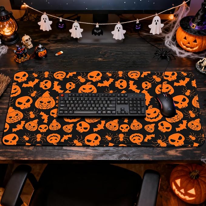 Halloween Mouse Pad - 31.5×15.8 Inch Gaming Mouse Pad with Stitched Edges for Keyboard and Mouse