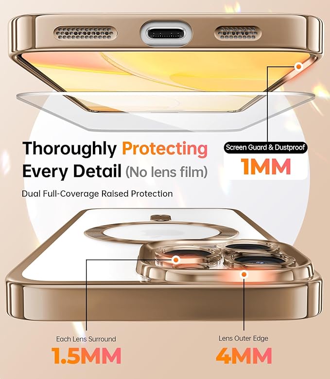 Meifigno Designed for iPhone 16 Pro Max Case 6.9", [Glitter Card & Wrist Strap] [Compatible with MagSafe] [2X Screen Protectors] Surround Lens Protection Designed for 16 ProMax Case, Desert Titanium