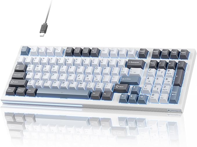 KEMOVE K98SE Mechanical Gaming Keyboard, 98 Keys LED Backlit Programmable, 96% Wired Computer Keyboard with Double Sound Dampening Foam, Pre-lubed Brown Switch