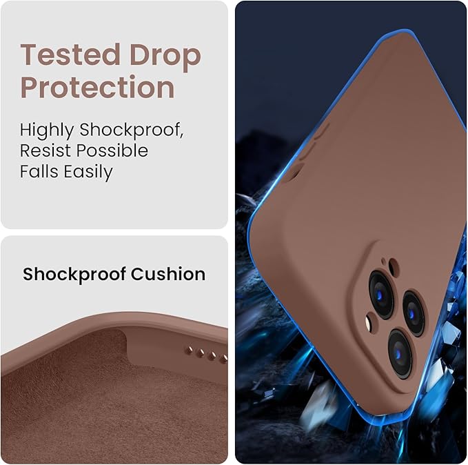 FireNova Designed for iPhone 14 Pro Max Case, Silicone Upgraded [Camera Protection] Case with [2 Screen Protectors], Soft Anti-Scratch Microfiber Lining Inside, 6.7 inch, Light Brown