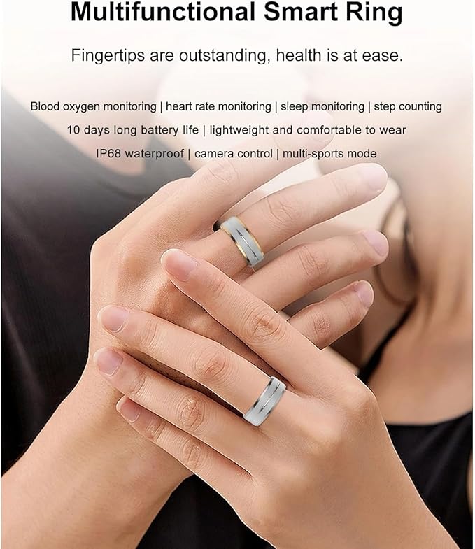 Yoidesu Smart Health Ring for Women & Men, IP68 Wearable Fitness Ring with Sleep Monitoring Step Counting Camera Control Heart Rate Body Temperature (8)